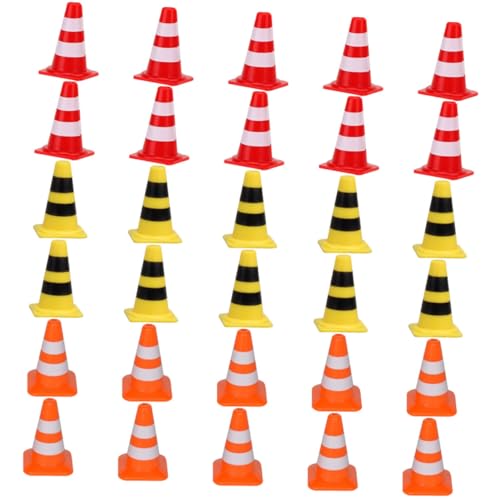 WOONEKY 30 Stück Teiliges Verkehrszeichen Spielset aus Kunststoff Miniatur Baustellenabsperrungen und Verkehrsleitkegel in Rot Gelb Orange Pädagogisches Lernspielzeug für WOONEKY 30 Stück Teiliges Verkehrszeichen Spielset aus Kunststoff Miniatur Baustellenabsperrungen und Verkehrsleitkegel in Rot Gelb Orange Pädagogisches Lernspielzeug für von WOONEKY