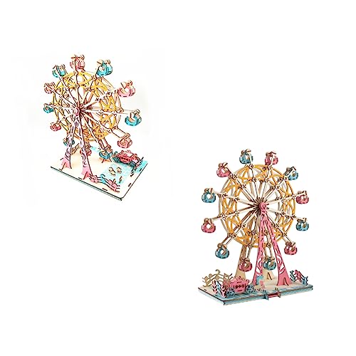 WOONEKY 3D Holzpuzzle Riesenrad Buntes DIY Puzzle Set Für Zum Zusammenbauen Ideal Für Kreative Garten Und Outdoor Aktivitäten Fördert Geschicklichkeit Und Teamarbeit von WOONEKY