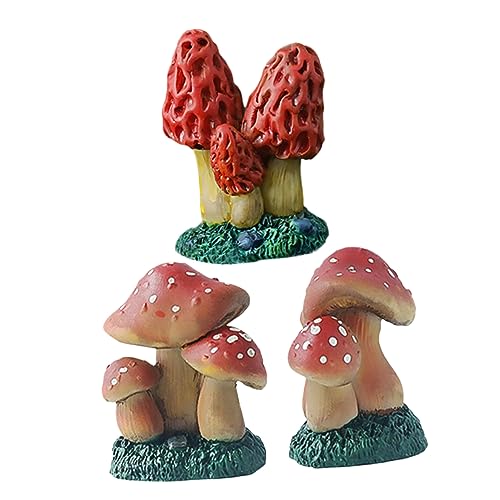 WOONEKY 3St Feenpilzfigur Kinder bastelset basteln für Kinder Cute Decoration Dekorationen für Pilzkuchen Blumentopf Töpfe für Pflanzen Bonsai-Pilz-Dekor Mikrolandschafts-Pilzdekore Harz von WOONEKY