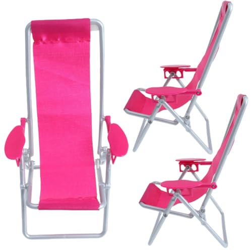 WOONEKY 3St Mini-Strandkorb Strandkorb für Puppen Mini-Loungesessel klappbare strandstühle Faltbarer strandstuhl Liegestühle Meeresdekor Mini-Lounge-Sessel simuliertes Strandkorbmodell Abs von WOONEKY