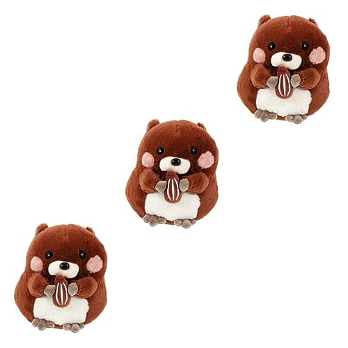 WOONEKY 3St Murmeltier-Puppe Kuscheltier Bodenmurmeltier Tierplüsch Bodenmurmeltier Spielzeug aus weichen Kissen Hamsterpuppenspielzeug Cartoon-Tierspielzeug Kinder bevorzugen pp Baumwolle von WOONEKY