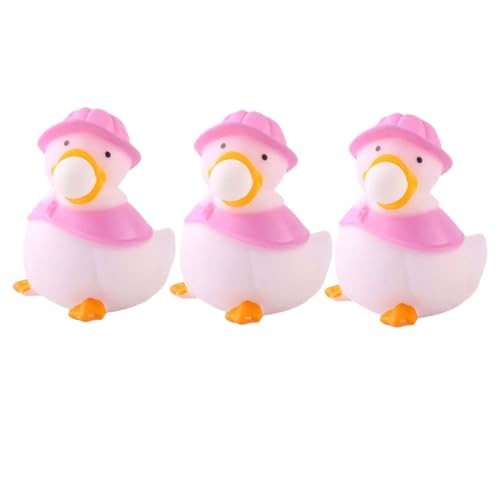 WOONEKY 3St Prise Musik sensorisches Tierspielzeug Druckentlastungsspielzeug Enten-Stressball Spielzeug für Kinder kinderspielzeug tierisches Quetschspielzeug lustige Stressbälle Rosa von WOONEKY