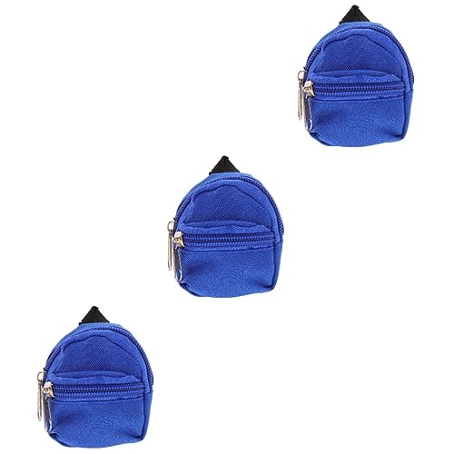 WOONEKY 3St Puppenrucksack Schließfach Heimzubehör Puppenschrank Rucksack für Puppen für puppenkleidung Mini Rucksack rucksäcke Schulranzen-Ornament Schultasche für Puppe Polyester Blue von WOONEKY