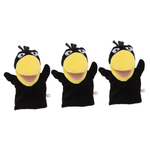 WOONEKY 3st Krähe Handpuppe Kleine Kuscheltiere Schönes Fingerspielzeug Tierkopf-fingerspielzeug Fingerpuppe Fingerspielzeug Für Kinder Mini-kuscheltiere Mini-Spielzeug Plüsch Black von WOONEKY