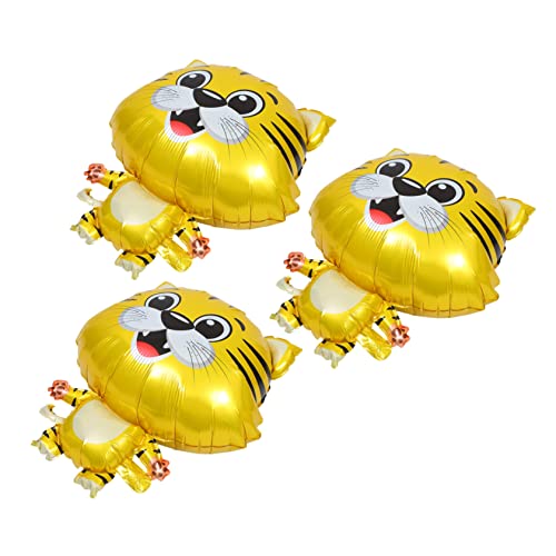 WOONEKY 3st Tiger-ballon Wildtierballon Chinesisches Neujahr 2022 Tiger Dekor Tiere Tigerballon -motto-partyzubehör Geburtstagsballon Heliumballons Babyballons Golden Aluminiumfolie von WOONEKY