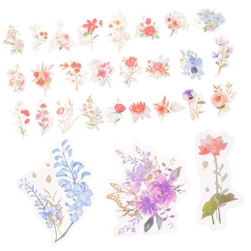 WOONEKY 4 Sets Haustier Aufkleber Set Handkonto Aufkleber Blumen Etikettenaufkleber Selbstklebende Aufkleber Tagebuch Dekorative Abziehbilder Scrapbooking Pflanzenaufkleber von WOONEKY