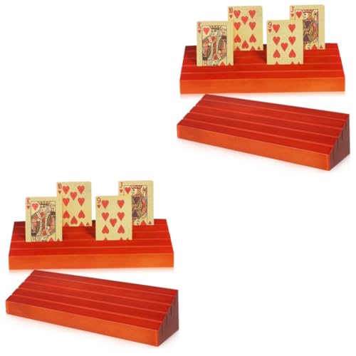 WOONEKY 4 Stück 1 Spielkartenfach Spielkarten-Organizer Kartenhalter für Kartenspiele Spielkarten-Handhalter spielkartenhalter spielkartenständer Basis anzeigen Holzständer Kiefernholz von WOONEKY