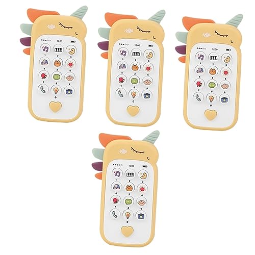 WOONEKY 4 Stück Handy für Kinder Spielset für Kleinkinder zahnendes Telefonspielzeug Kinder Handy kinderhandy Musik klingt Spielzeug entzückendes Cartoon-Telefon Plastik Yellow von WOONEKY