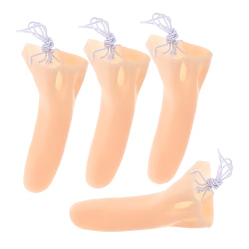 WOONEKY 4 Stück Lange Nase Halloween-Kostüm mit falscher Nase falsche Nase Kostümnase Cosplay Nasenprothese Holzpuppennase Lustige Nase tragbare Nasenstützen falsche Hexennase Vinyl Beige von WOONEKY