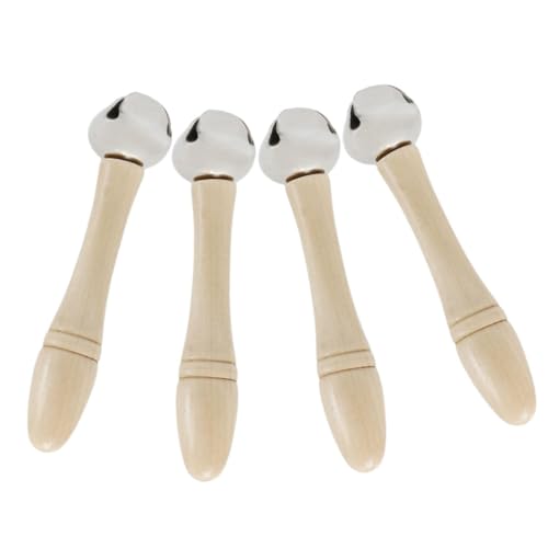 WOONEKY 4 Stück Teiliges Hand Shake Bell Musikinstrument mit Holzgriff Kleiner Jingle Bell Percussion für Leichter Klang für Bühne und Training WOONEKY 4 Stück Teiliges Hand Shake Bell Musikinstrument mit Holzgriff Kleiner Jingle Bell Percussion für Leichter Klang für Bühne und Training von WOONEKY