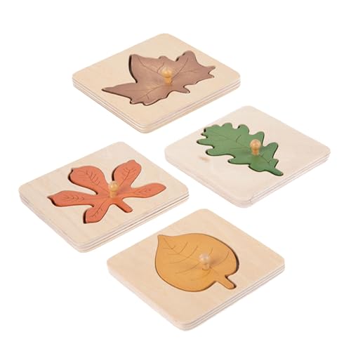 WOONEKY 4 Stück Teiliges Montessori Holzpuzzle für Kleinkinder Ab Jahr Frühkindliches Lernspielzeug mit Blattform zur Kognitiver Fähigkeiten und Formwahrnehmung Sicheres Holzspielzeug WOONEKY 4 Stück Teiliges Montessori Holzpuzzle für Kleinkinder Ab Jahr Frühkindliches Lernspielzeug mit Blattform zur Kognitiver Fähigkeiten und Formwahrnehmung Sicheres Holzspielzeug von WOONEKY