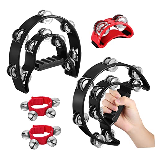 WOONEKY 4 Stück Teiliges Percussion mit Fußschellen Doppellagigen Handtamburinen und Roten Handgelenkglöckchen Kinderfreundlich Langlebig für Musikalische Früherziehung Partys und Indoor WOONEKY 4 Stück Teiliges Percussion mit Fußschellen Doppellagigen Handtamburinen und Roten Handgelenkglöckchen Kinderfreundlich Langlebig für Musikalische Früherziehung Partys und Indoor von WOONEKY