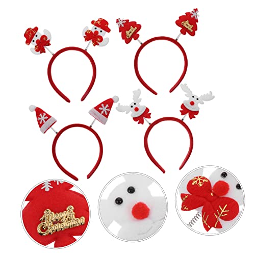 WOONEKY 4 Stück Weihnachts-Stirnband-Set Haarschmuck für Kinder weihnachtskopfkissen weihnachts haarschmuck weihnachtshaarschmuck Stirnbänder für Kinder Kinderhaare Stoff (Polyester) rot von WOONEKY