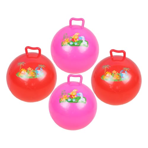 WOONEKY 4 Stück den Ball klopfen Kinder hüpfend Hüpfbälle mit Griffen für Kinder hupfball für Kinder aufblasbarer Ball Spielzeug Cartoon-Bälle Cartoon-Muster-Hopping-Ball Hüpfball PVC von WOONEKY