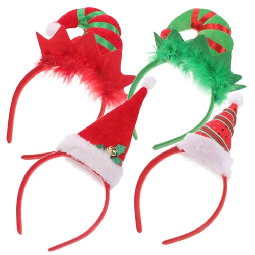 WOONEKY Weihnachtsstirnband Weihnachten Stirnband 4er Set Weihnachtsmützen Haarreifen Dekorativer Kopfschmuck Für Lustige Partyaccessoires Für Weihnachten Ideal Als Und Weihnachtsdeko von WOONEKY