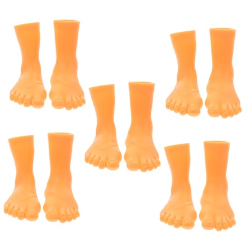 WOONEKY 5 Sätze Cosplay Fingerpuppen Mini-fingerpuppe Mini-streichfüße Winzige Füße Fingerpuppen Fingerschuhe Mini Realistische Füße Puppen Lernspielzeug Fingerpuppe Spielzeug Vinyl von WOONEKY