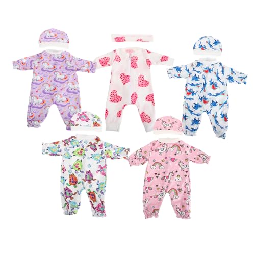 WOONEKY Puppenkleidung Und Zubehör Für Puppen 5 Sets Babypuppen-Outfits Mädchen- Und Jungen-Outfits Neugeborenen-gefälschte Babykleidung von WOONEKY