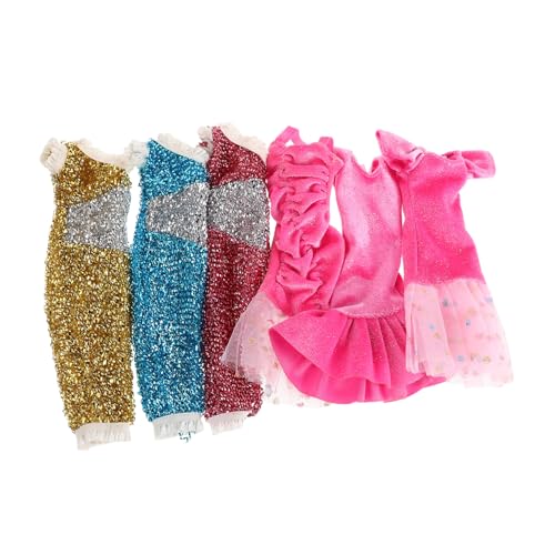 WOONEKY Glitzerndes Pailletten-Kleid Für Babypuppen Einschultriges Prinzessinnenkostüm Für Puppen Formelles Partykleid von WOONEKY