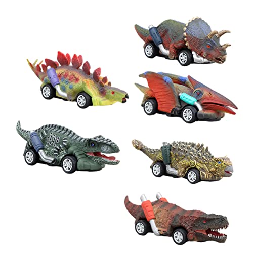 WOONEKY 6St Dinosaurier ziehen Auto zurück Spielzeugautos Spielen Spielzeug zum Bauen von Dinosauriern Spielzeug für Kinder kinderspielzeug Pull-Back-Dinosaurier-Autospielzeug Gleitwagen von WOONEKY