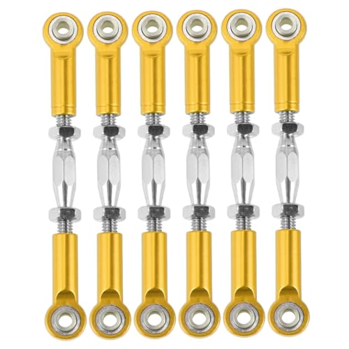 WOONEKY 6St Gestänge für rc entferntes Auto Spannschlösser aus Aluminium Camber-Links RC-Stab Rennwagen gelbe Verstellbare Zugstange Stangengestänge für LKW RC Auto Stangengestänge Yellow von WOONEKY