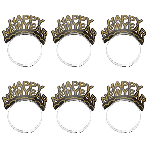 WOONEKY 6St kopfschmuck glitzerndes Haarband Haarschmuck für das neue Jahr haarreif silvester kopfschmuck Stirnband Klasse 2023 Kopfschmuck für die Neujahrsparty Papier von WOONEKY