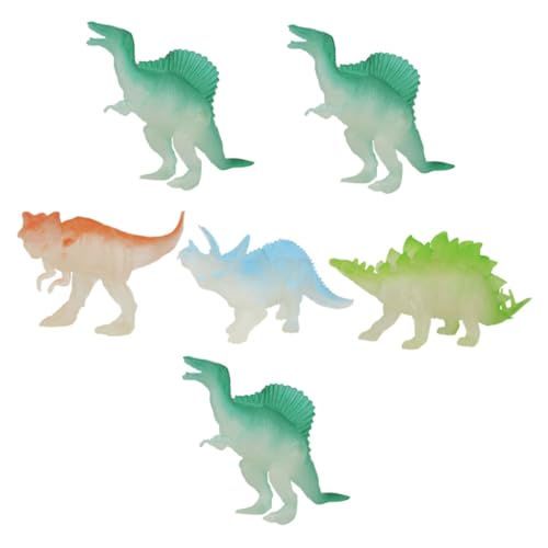 WOONEKY 6er Set Mini Dinosaurier Modelle Mit Nachleuchteffekt Zufällige Designs Realistische Dinosaurier Spielzeuge Für Ideale Geschenkidee Für Dino Fans von WOONEKY