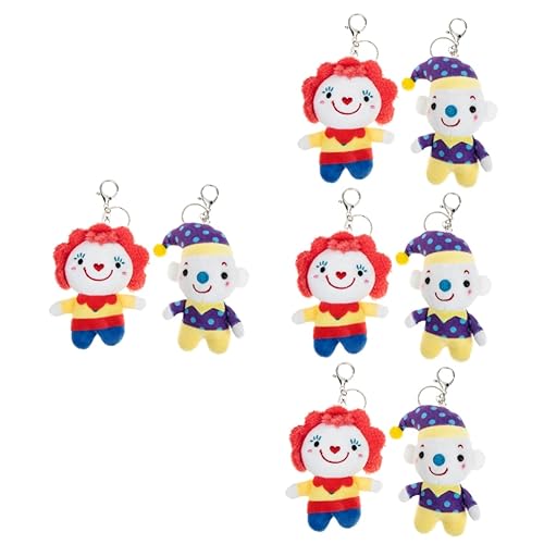 WOONEKY 8 STK Clown-Schlüsselanhänger Rucksack-Plüsch-Anhänger Flauschige Kuscheltiere für Kinder kindergeschenke gefüllte Puppen-Schlüsselanhänger Plüsch-Clown-Anhänger von WOONEKY