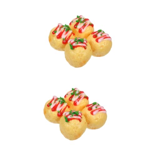 WOONEKY 8 STK Simuliertes Takoyaki Puppenhaus-Snack Kleine Snack-Ornamente Simulations-Snack-Modell Winziges Essen Simulation Japanisches Mini-Essen Mini-Snack Realistisch Zur Anzeige PVC von WOONEKY