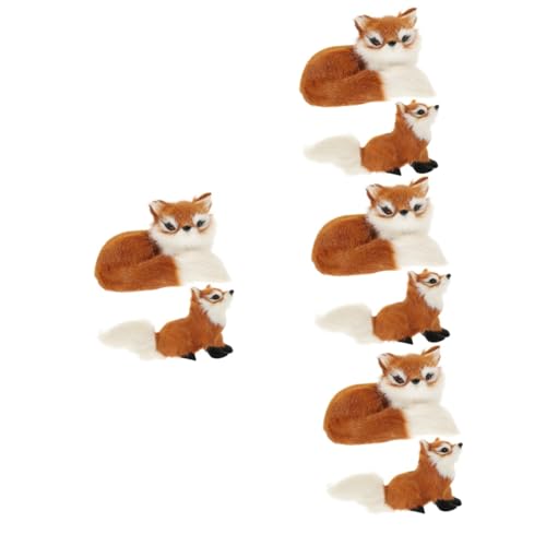 WOONEKY 8 STK simulierter Fuchs Plüschtiere Modell Haushalt Füchse Figur Plüschfuchs Wildcraft Kinder Kuscheltier tierische bescherung Cartoon-Tier-Ornamente Plüschfüchse Spielzeug Plastik von WOONEKY