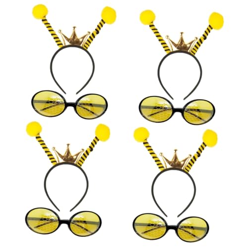 WOONEKY 8 Stk Biene Stirnband Brille Abschlussball-Brillen-Stirnband Antennen-Haarbänder bienen kopfschmuck bee costume schnapsgläser Bienen-Themen-Sonnenbrille Bienenhaarband und Brille von WOONEKY