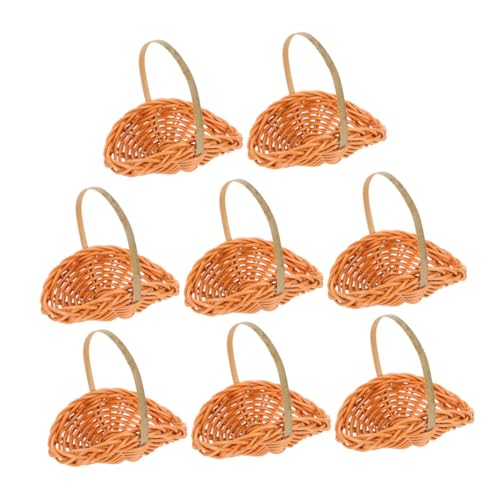 WOONEKY 8 Stück Teiliges Miniatur Handgewebte Imitation-Rattan Körbe mit Griffen Kleine Geflochtene Blumenkörbchen Platzsparende Mini-picknickkörbe für Puppenhaus Dekoration und WOONEKY 8 Stück Teiliges Miniatur Handgewebte Imitation-Rattan Körbe mit Griffen Kleine Geflochtene Blumenkörbchen Platzsparende Mini-picknickkörbe für Puppenhaus Dekoration und von WOONEKY