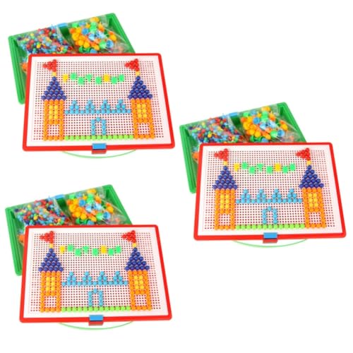 WOONEKY 888 STK Spielzeug mit Buchstaben ablagekörbe kühlkorb einkaufskorb Aufbewahrungskorb caakg Perlenwerkzeug für Kinder Spielzeuge Puzzle Nagelspielzeug Pilz Mosaik-Pegboard-Spielzeug von WOONEKY