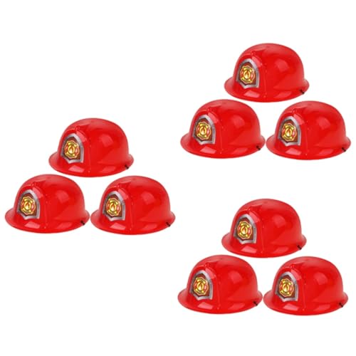 WOONEKY 9 Stk Feuerhut Feuerwehrmannhut Bauhut Schutzhelm Feuerwehrhelme Kinder Feuerwehrhelm Helm Für Kinder Weicher Feuerwehrhelm Feuerwehrmann-kostümzubehör Hüte Jungenhelm Rot Plastik von WOONEKY