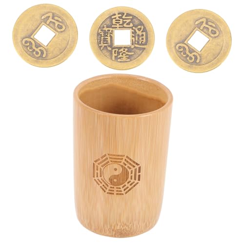 WOONEKY Bambus wahrsagekübel aus Hochwertigem Bambus und Kupfer mit DREI Chinesischen Münzen Chinesisches Divinationsspiel für Familie Tempel und Spirituelle Rituale Langlebig und WOONEKY Bambus wahrsagekübel aus Hochwertigem Bambus und Kupfer mit DREI Chinesischen Münzen Chinesisches Divinationsspiel für Familie Tempel und Spirituelle Rituale Langlebig und von WOONEKY
