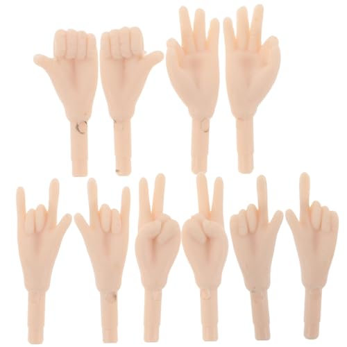 WOONEKY Beige Kleine Fingerhände, 5 Paar Kunststoff-handgesten, Mini-realistische Handpuppenhände, Gelenke, Miniaturhände, Kleine Fingerhände, Puppen, Ersatz Für Bärenpuppenherstellung, von WOONEKY