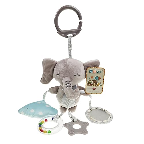 WOONEKY Cartoon Beißring Plüschtier Kinder deko pummeluff Kuscheltier spieluhren babybrause Kleinkind Babies Toys tierische hängende Grey von WOONEKY