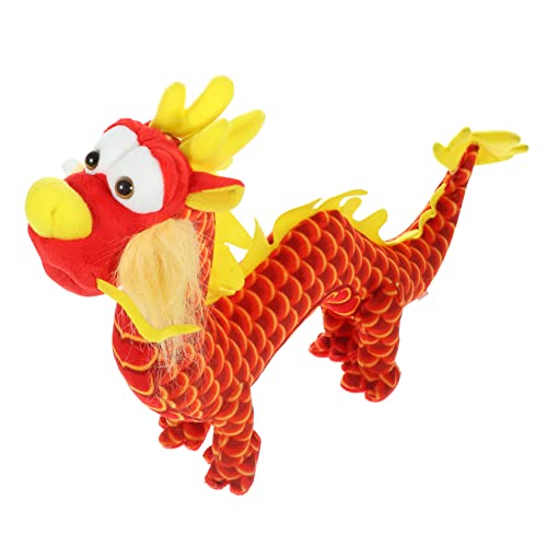 WOONEKY Drachen Plüschtier Kuscheltiere für Mädchen süßes Kuscheltier Plüschkissenspielzeug Kinder Kuscheltier Spielzeug für Kinder simulierte Drachenfigur Drachenmodell PP Baumwolle rot von WOONEKY