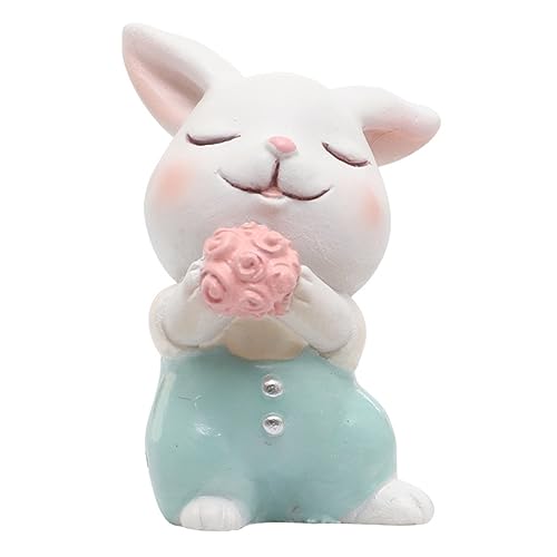 WOONEKY Häschen Kuchenaufsatz Tierfigur Puppe Süße Hochzeit Party Kuchendekoration Mini Hasenfiguren Kuchenaufsatz Mini Figuren Ornamente Feengarten Kaninchen Miniatur Hasen von WOONEKY