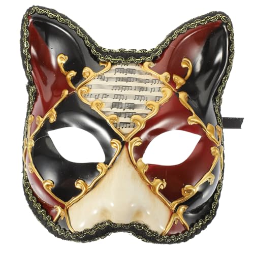 WOONEKY Halbgesichtige Raubkatzenmaske Maskerade Fuchsmaske zarte Partymaske Kabuki-Maske halloween costume halloween kleidung dekorative Tiermaske wiederverwendbare Maske Plastik rot von WOONEKY