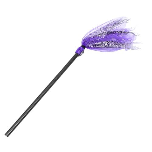 WOONEKY Halloween Hexenbesen Deko mit Violettem Spinnennetz Stoff Leichtes Hexenbesen Prop für Kinderkostüm für Halloween Party Cosplay und Kostümfest WOONEKY Halloween Hexenbesen Deko mit Violettem Spinnennetz Stoff Leichtes Hexenbesen Prop für Kinderkostüm für Halloween Party Cosplay und Kostümfest von WOONEKY