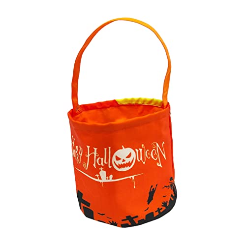 WOONEKY Halloween-Lichteimer Kinder-Einkaufstasche Goodie-Bags für Kinder Kürbis Eimer halloween geschenktüten halloween Halloween-Requisiten Halloween-Eimer für Kinder Segeltuch von WOONEKY