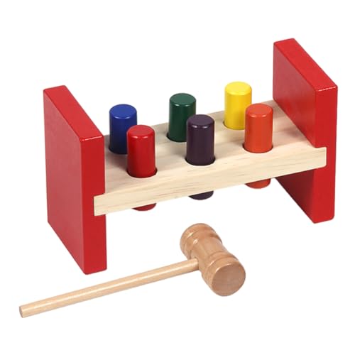 WOONEKY Holzspielzeug Für Pädagogisches Puzzlespiel Mit Holzhammer Zur Farb Und Formenerkennung Motorikspielzeug Für Kleinkinder 1 Set Montessori Lernspielzeug von WOONEKY