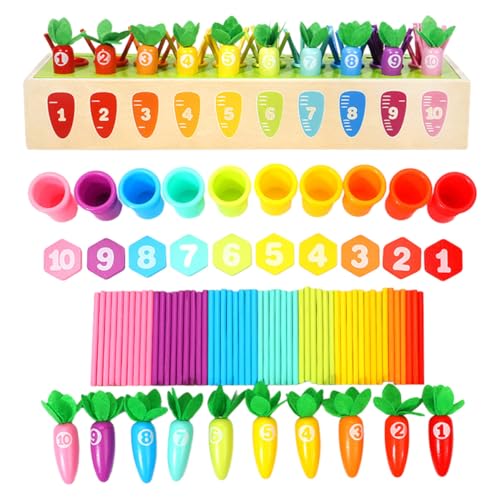 WOONEKY Holzspielzeug Karotten Zahlen Sortierblock Lernspielzeug Montessori Früherziehung Sicher und Farbig für Kleinkinder Motorikfördernd WOONEKY Holzspielzeug Karotten Zahlen Sortierblock Lernspielzeug Montessori Früherziehung Sicher und Farbig für Kleinkinder Motorikfördernd von WOONEKY