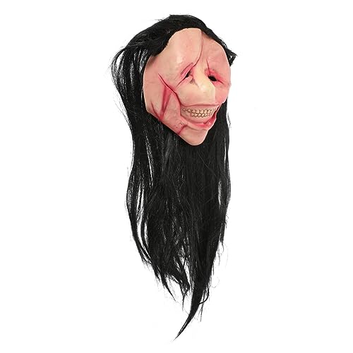 WOONEKY Horror langes Haar böses Gesicht Dämonenmaske schreckliche Maskenmaskerade Motto-Party- halloween hallowen masks Horrormaske mit langen Haaren gruselige Gesichtsmaske von WOONEKY