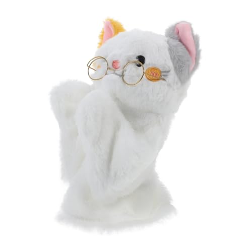 WOONEKY Interaktives Katzenspielzeug Handpuppe Katze Geschichtenerzählende Tierhandpuppe Ausgestopfter Welpe Katzenpuppe Plüsch Handpuppe Tiere Handpuppe Handpuppen Marionette Weiß Flaum von WOONEKY