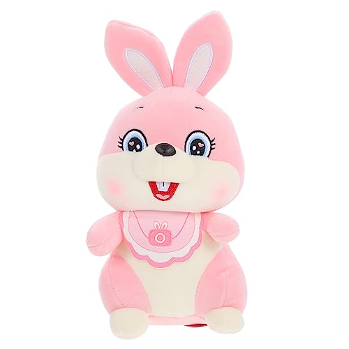 WOONEKY Kaninchen Plüschtier gefüllte Hasenpuppe Stofftierpuppe Hase gefüllt plüschhasen für Kinder hasenkuscheltiere entzückender Stoffhase entzückendes Stoffkaninchen PP Baumwolle Rosa von WOONEKY