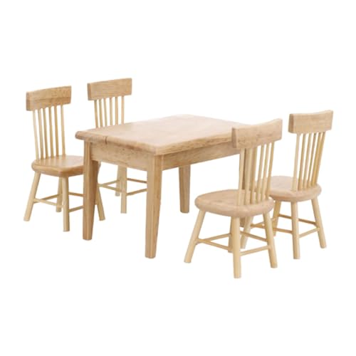 WOONEKY Maßstab Mini Esstisch und Stühle Set aus Hochwertigem Beige Realistische Miniatur Möbel für Puppenhaus Dekoration und Kleines Haus Zubehör WOONEKY Maßstab Mini Esstisch und Stühle Set aus Hochwertigem Beige Realistische Miniatur Möbel für Puppenhaus Dekoration und Kleines Haus Zubehör von WOONEKY