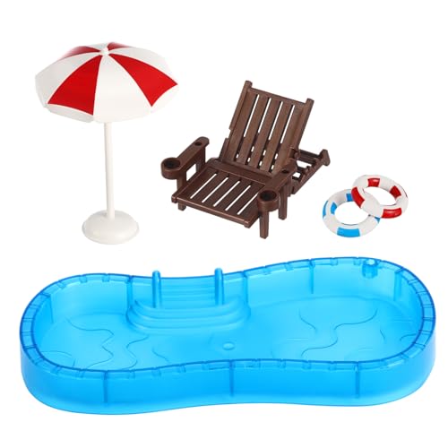 WOONEKY Mini Möbelmodell Set Für Puppenhäuser Miniatur Schwimmbecken Und Zubehör Für Kreatives Ideal Für Ab 3 Jahren Badespaß Für Drinnen Und Draußen von WOONEKY