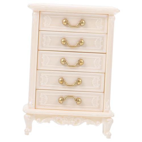 WOONEKY Mini-Möbelschmuck Spielzeug für Kinder kinderspielzeug Living Room Decoration Drawer Chest schubladenschränke bücherregal deko schöne Miniaturmöbel Miniaturspielzeug Plastik Weiß von WOONEKY