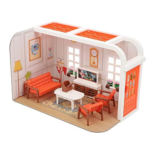 WOONEKY Mini Wohnzimmerszene Set Für Kinder Spielzeug Miniaturhaus Mit Möbeln Ideal Für Kreatives Spielen Und Rollenspiele Fördert Die Fantasie Und Motorischen Fähigkeiten 1 Set von WOONEKY